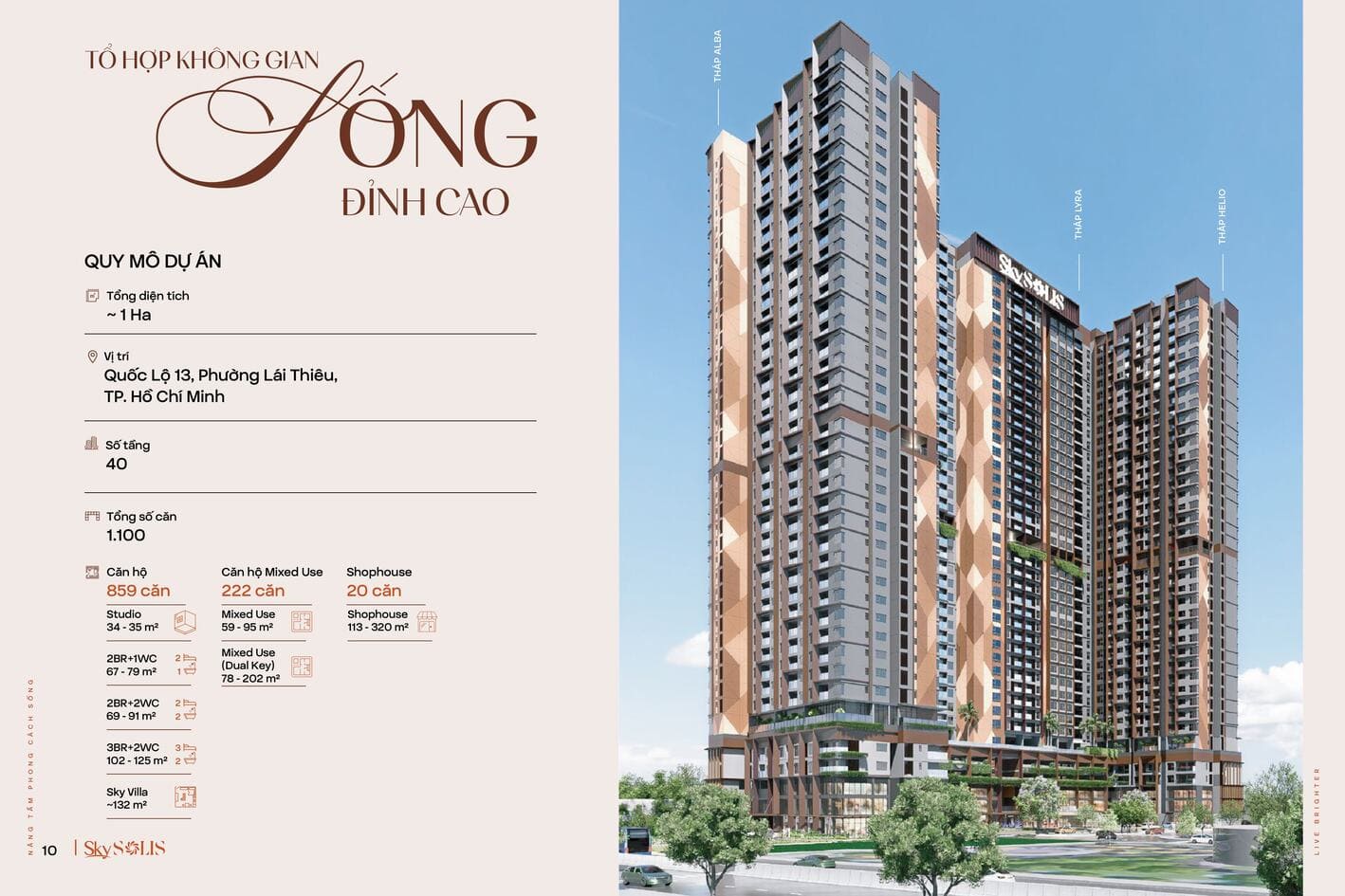 Phối cảnh tháp căn hộ sang trọng mang lại lợi nhuận cao tại SkySolis Thuận An
